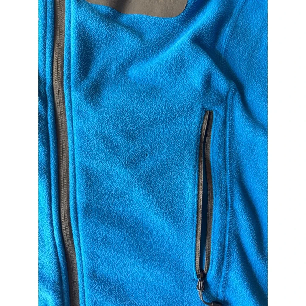 Eddie Bauer First Ascent Men's Blue Full Zip Fleece Jacket Stand-Up Collar Small